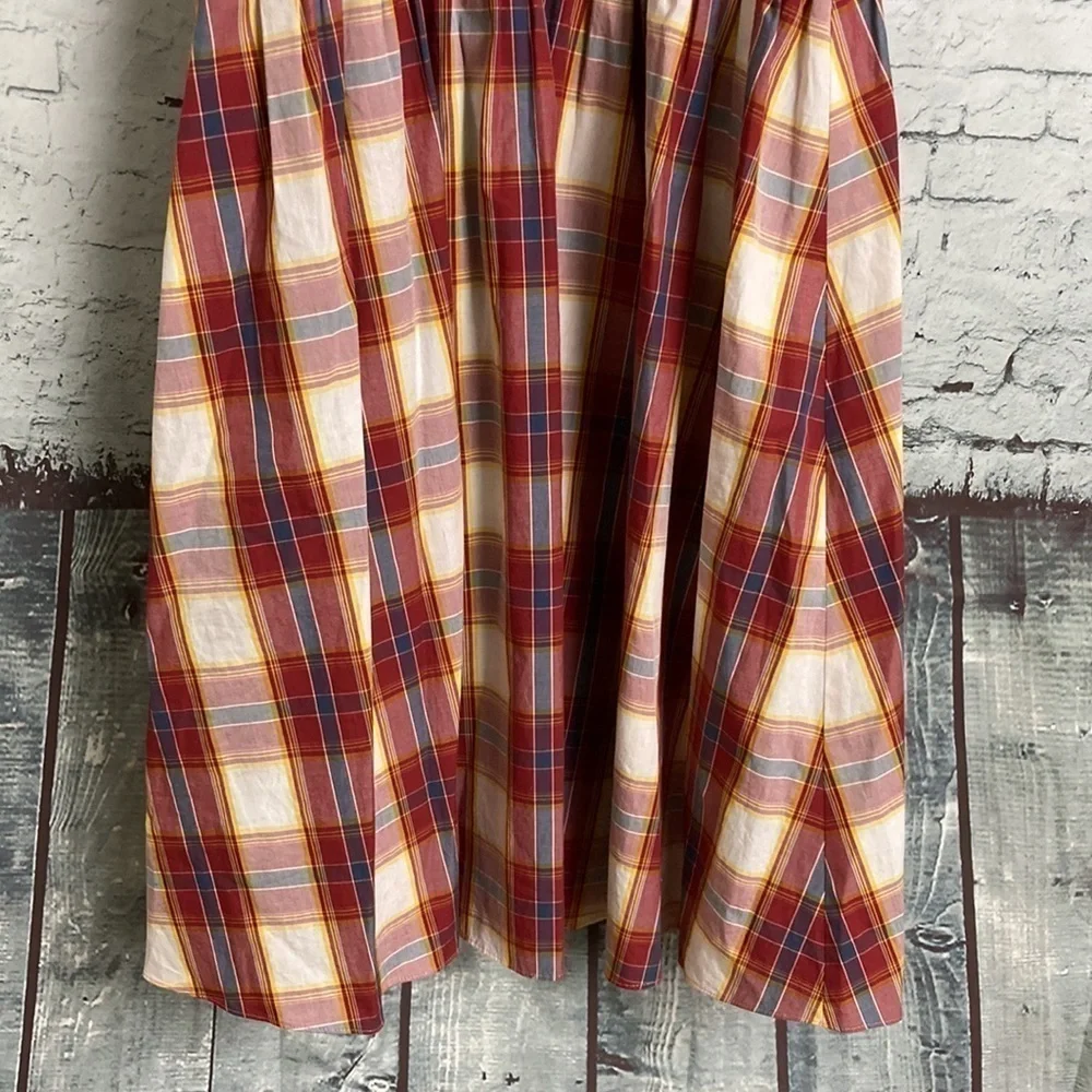 Something Navy NWOT Blanche Smocked Plaid Midi Dress Sz Small Classic Summer - Picture 7 of 16